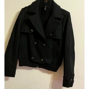 SEAN JOHN Women's size XL Black Button-Up Double Breasted Bomber Jacket